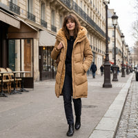 Manteau matelassé long à capuche