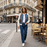 Veste en jean à capuche doublée de polaire