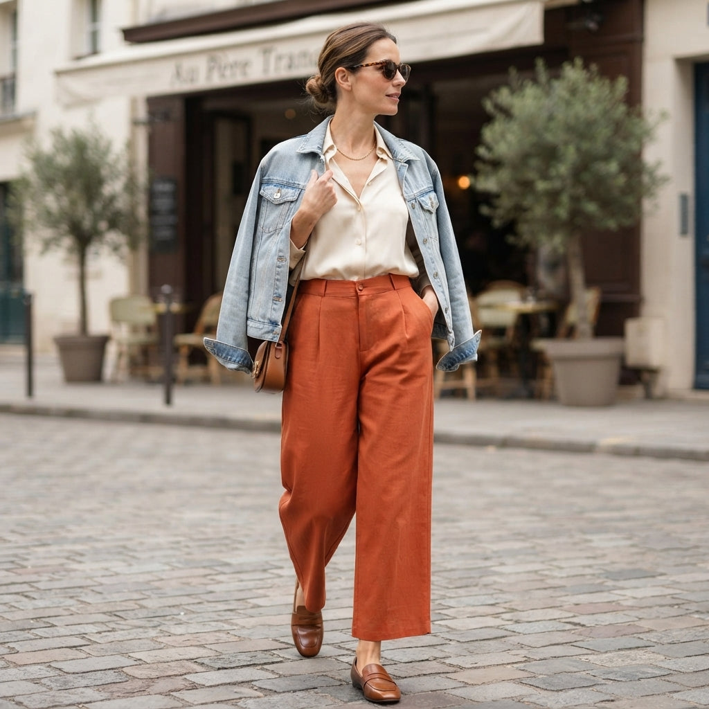 Pantalon plissé Victoria en lin