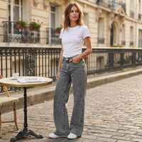 Jean large délavé à l'acide