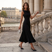 Robe midi drapée et plissée