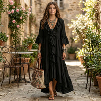 Robe midi bohème à volants