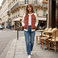 Veste en jean à capuche doublée de polaire