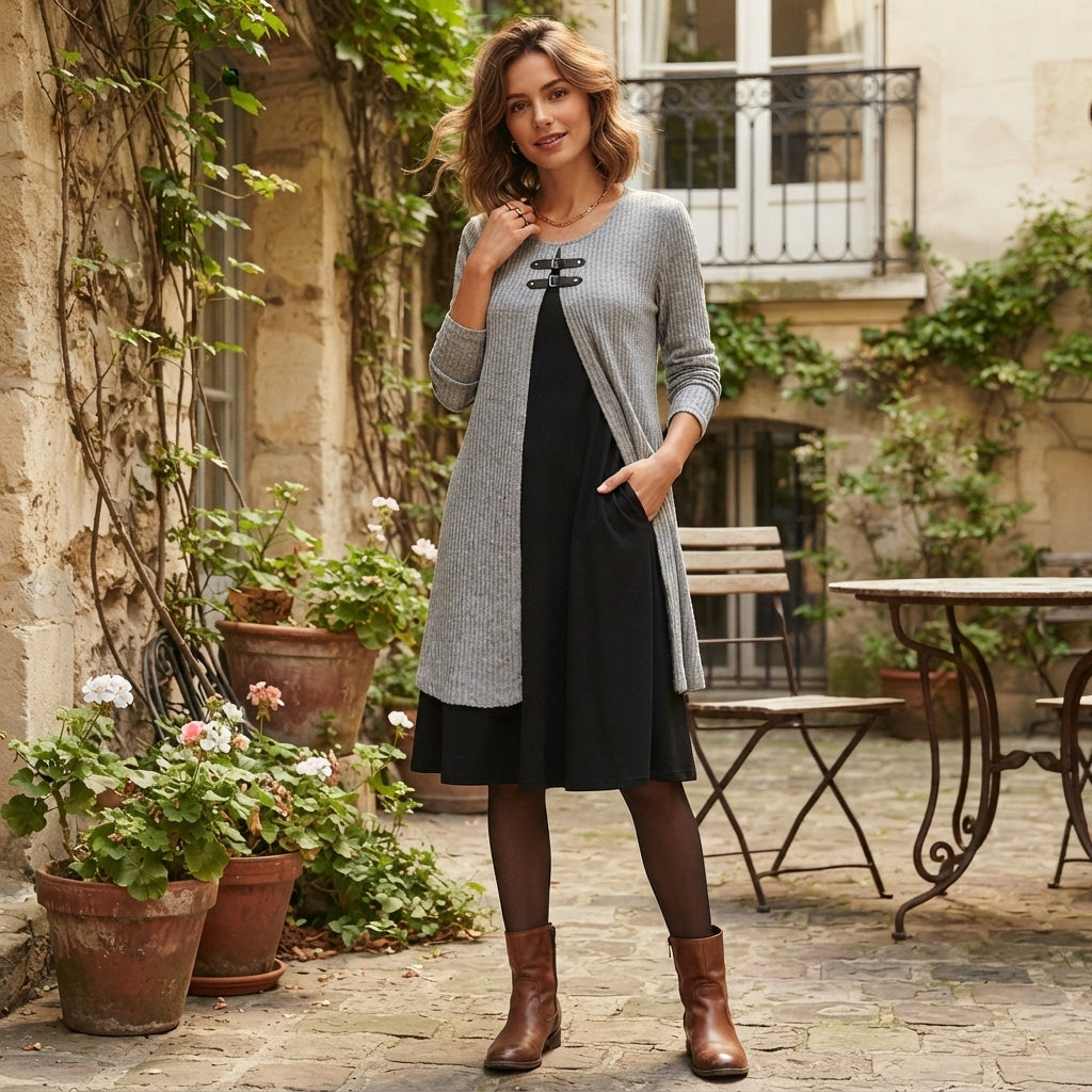 Robe midi trapèze en coton