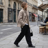 Veste oversize à col montant et boutonnée