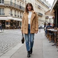 Veste courte en fausse fourrure effet mouton