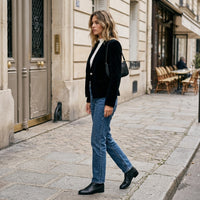 Veste cintrée en suédine effet velours