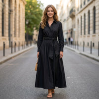Robe chemise longue trapèze avec ceinture