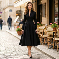 Robe midi Jennifer plissée à col en V