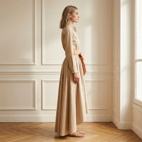Robe chemise longue trapèze avec ceinture