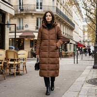 Manteau matelassé long à capuche