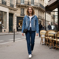 Veste en jean à capuche doublée de sherpa