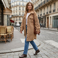 Manteau long oversize en sherpa