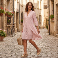 Robe-chemise à volants et motif vichy