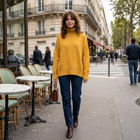 Pull à col roulé en cachemire et laine