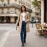 Trench-coat imperméable classique ceinturé