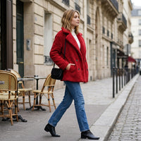 Veste courte en fausse fourrure effet mouton