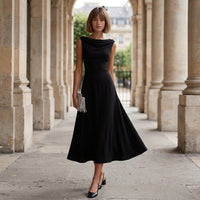 Robe midi drapée et plissée