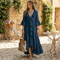 Robe midi bohème à volants