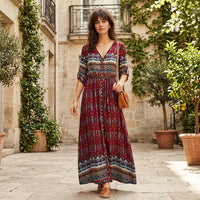 Robe longue bohème boutonnée à l'avant