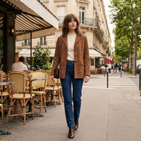 Blazer oversize en daim marron