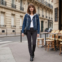 Veste en jean à capuche doublée de sherpa