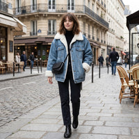 Veste en jean oversize doublée façon mouton