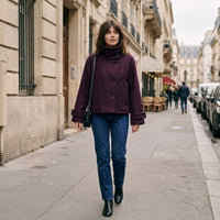 Manteau en mélange de laine à col montant
