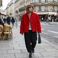 Veste oversize à col montant et boutonnée