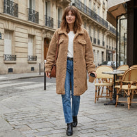 Manteau long oversize en sherpa