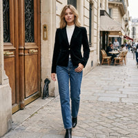 Veste cintrée en suédine effet velours