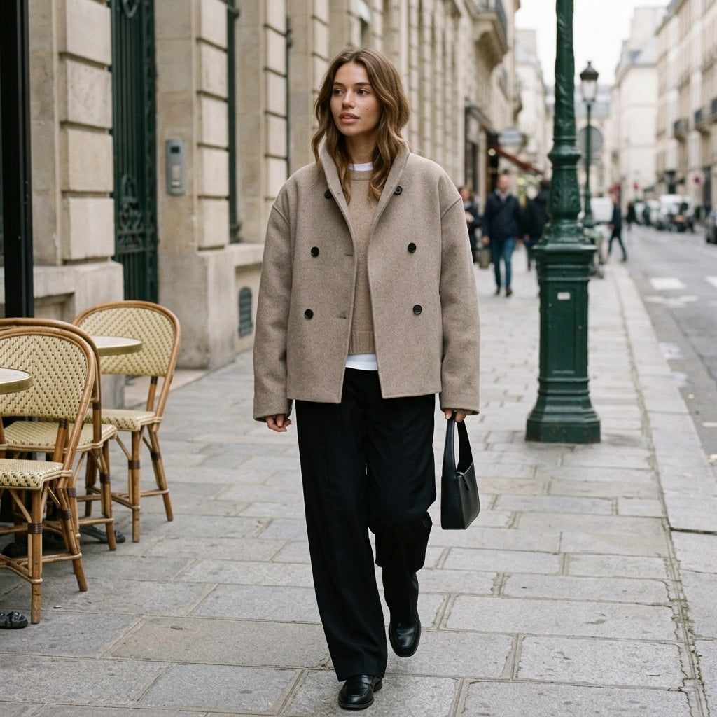 Veste oversize à col montant et boutonnée
