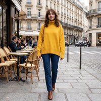 Pull à col roulé en cachemire et laine