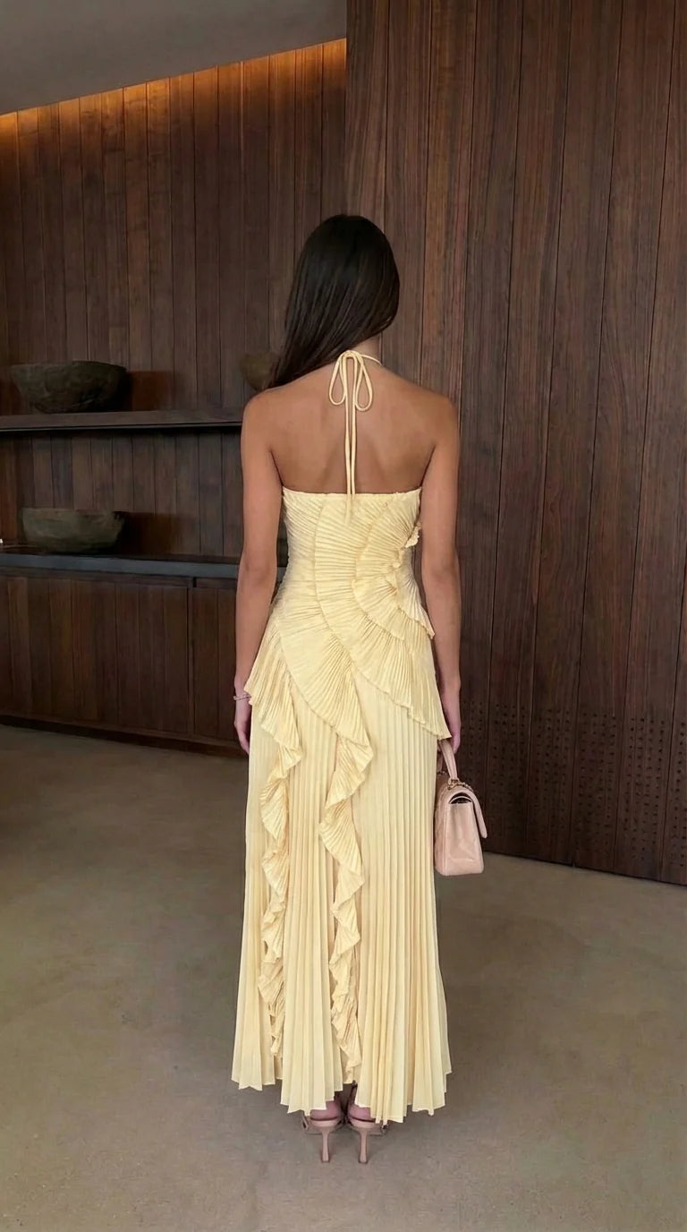Alessia pleated tiered maxi dress