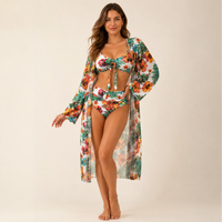 Ensemble bikini tropical taille haute