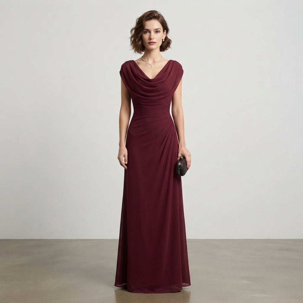 Robe longue drapée de soirée
