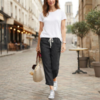 Pantalon Linéa en coton et lin