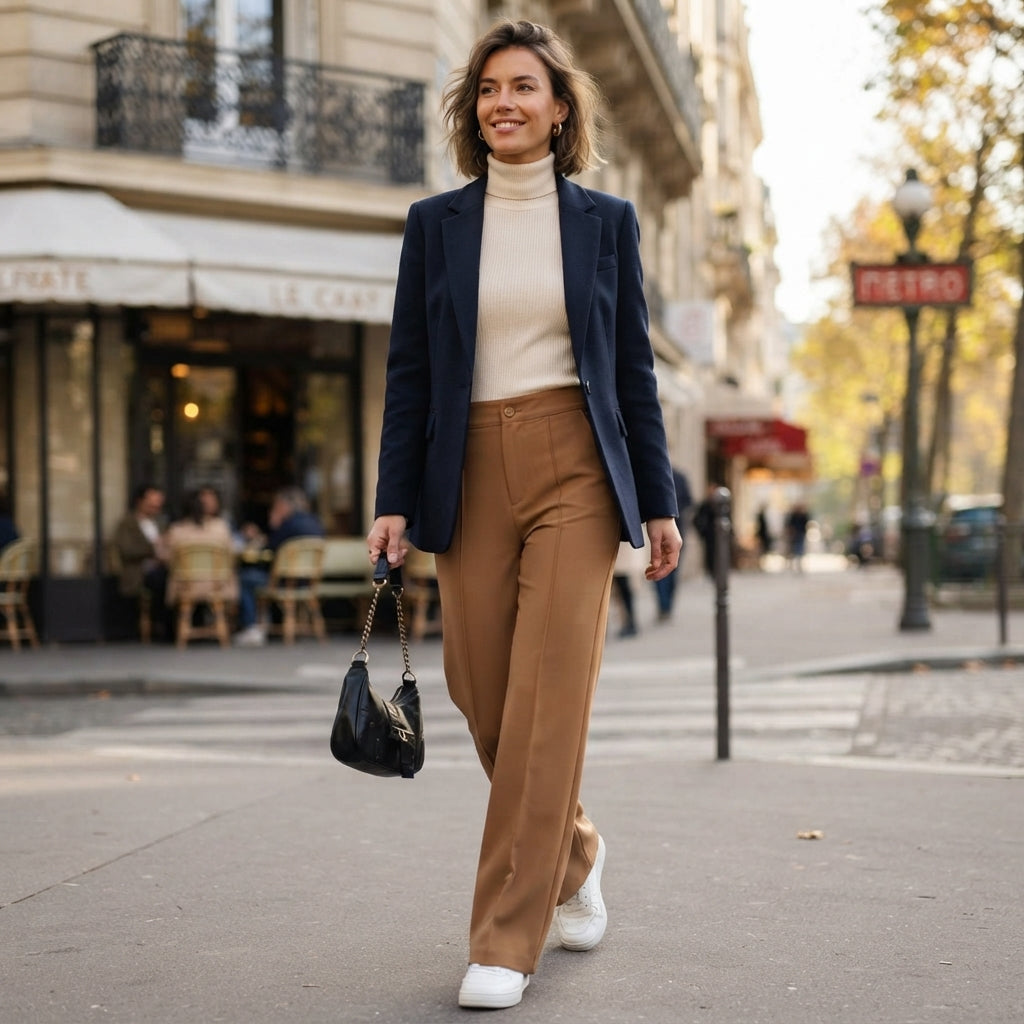 Pantalon plissé à jambes larges