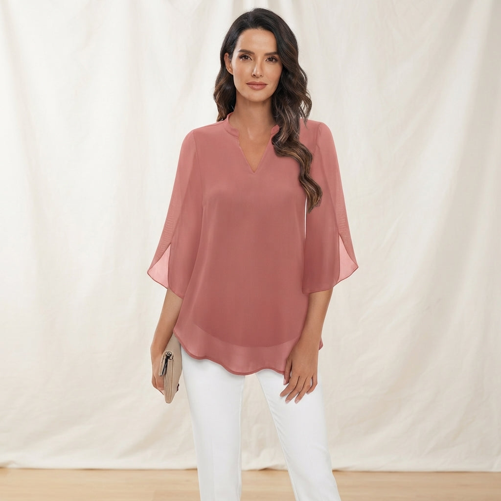 Blouse fluide à manches chauve-souris