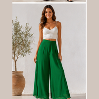 Pantalon taille haute à jambes larges