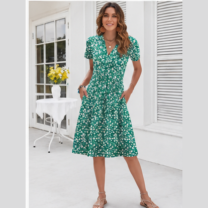 Robe midi empire boutonnée sur le devant