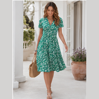 Robe midi empire boutonnée sur le devant