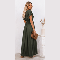 Robe longue bohème à col en V