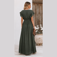Robe longue bohème à col en V