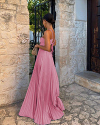 Robe longue plissée bustier Celestia