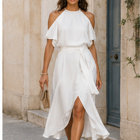 Robe midi fendue à col halter
