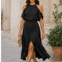 Robe midi fendue à col halter