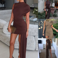 Robe courte Lunara à col montant et fronces