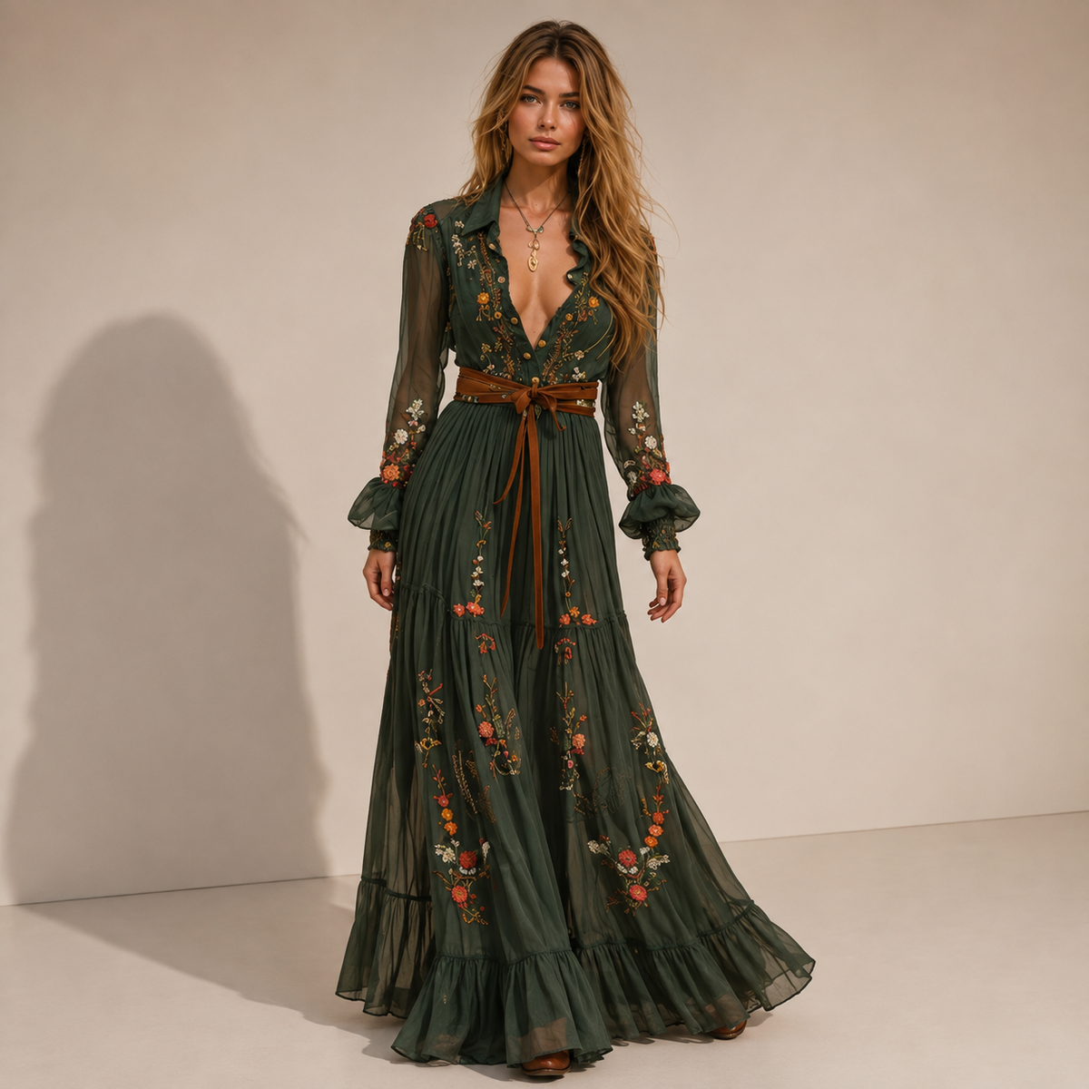 Asymmetrical floral maxi dress