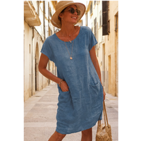 Robe midi en lin à poches